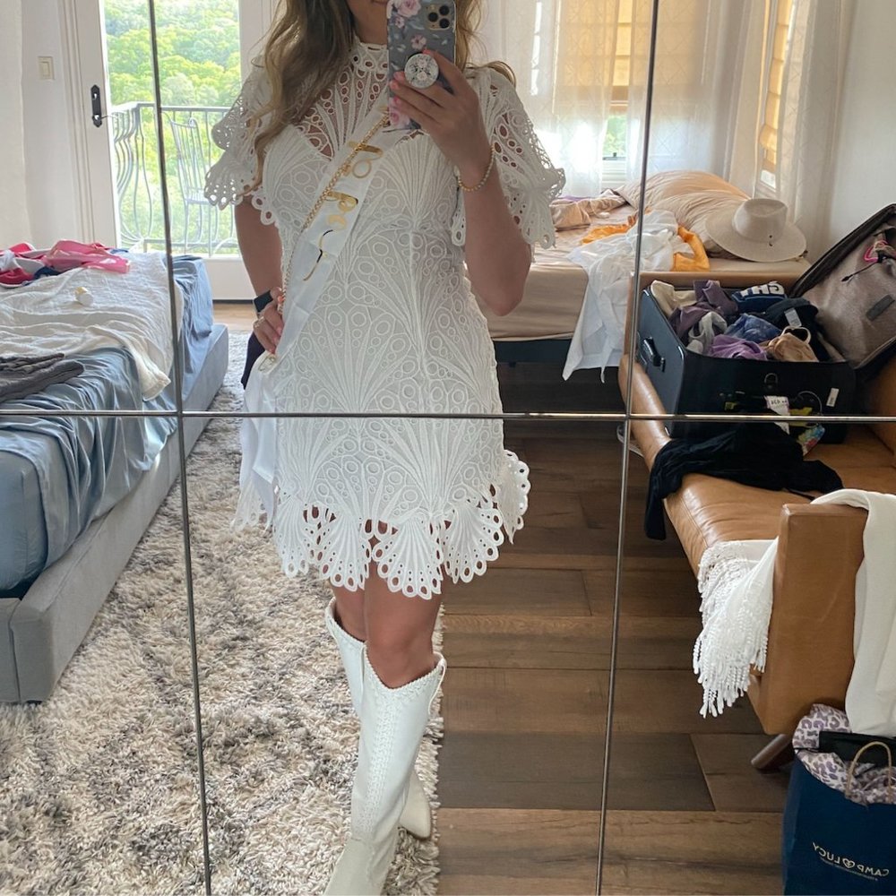 Kailyn Crochet Lace Mini Dress - White - Medium – Vici